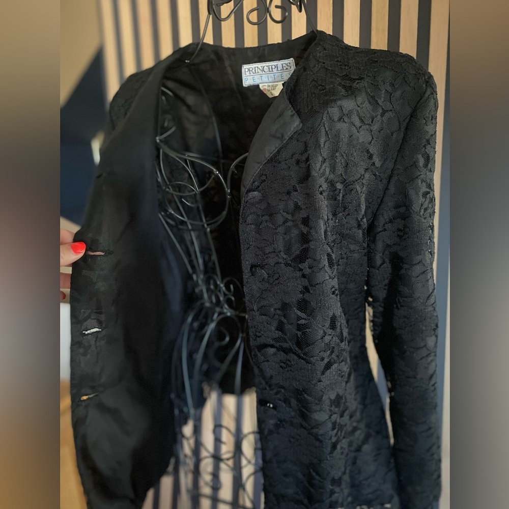 Petite Black Lace Blazer Jacket